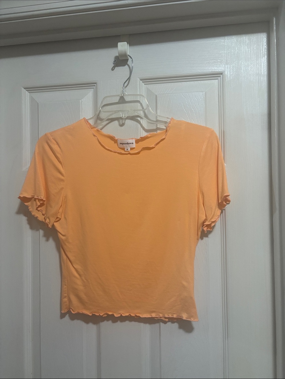 superdown Orange Lettuce-Edge Short Sleeve Tee